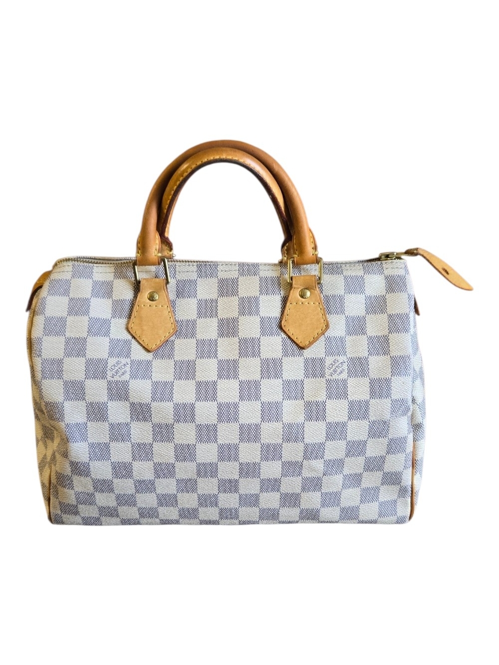 Louis Vuitton Damier Azur  Speedy Satchel in White and Tan